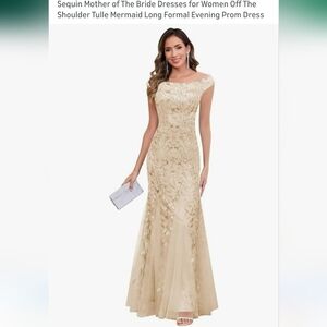 Elegant Champaign/Gold Evening Gown
